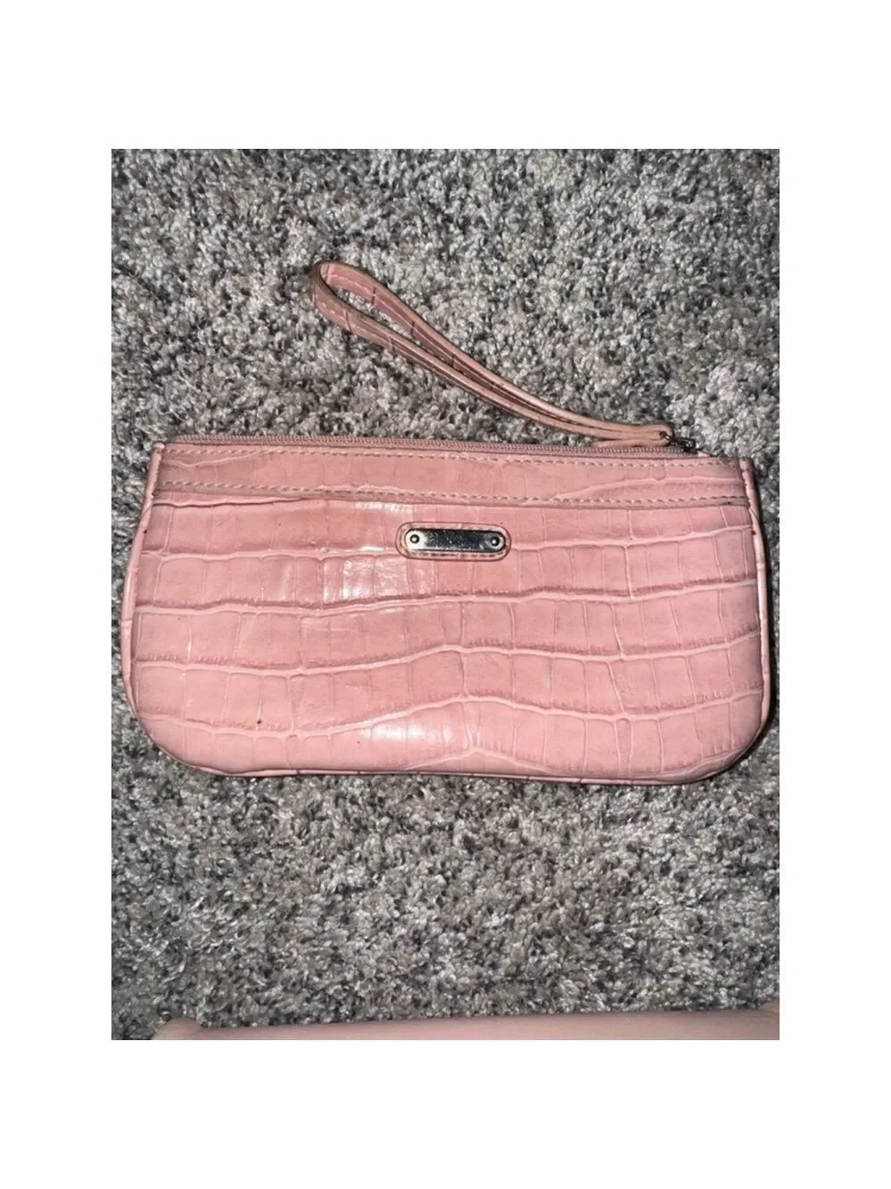 Pink Faux Leather Clutch & Croc Wristlet Set Y2K Coquette